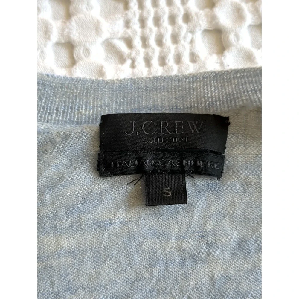 J Crew Italian Cashmere V Neck Sweater Pullover Heathered Blue Sz Small‎